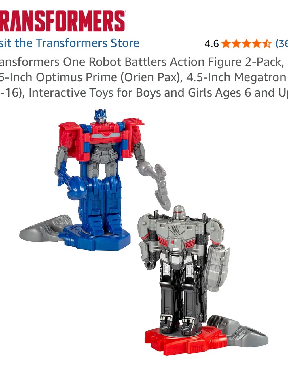 Transformers One Robot Battlers Action Figure 2-Pack
: Optimus Prime vs Megatron